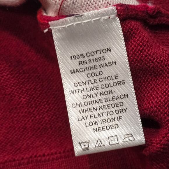 Isaac Mizrahi Live! Red Purple Floral Print V Neck Long Button Cardigan Sweater - Picture 5 of 9